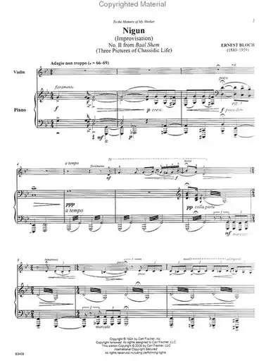 Bloch, Ernest: Nigun-Improvisaton #2 from Baal Shem (violin, Piano, CD) Fresh Stock