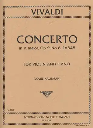Low Price Vivaldi, A.: Concerto in A Op.9 No.6 (violin & piano)