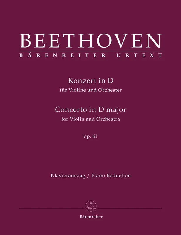 Sale Beethoven, L. van (Del Mar): Violin Concerto in D Major, Op. 61 (violin & piano) Barenreiter Urtext