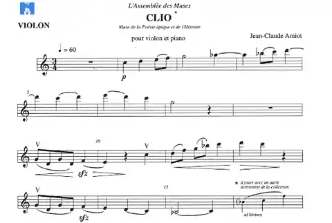 Amiot, Jean-Claude: Clio (violin & piano) Grab Now