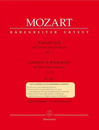 Mozart, W.A. (Mahling): Concerto No. 1 in Bb Major, KV 207 (violin & piano) Barenreiter Urtext Deal