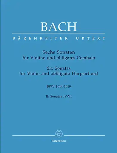 Bach, J.S.: 6 Violin Sonatas, Volume 2 (IV-VI) (Sonatas IV-VI) Barenreiter Wholesale