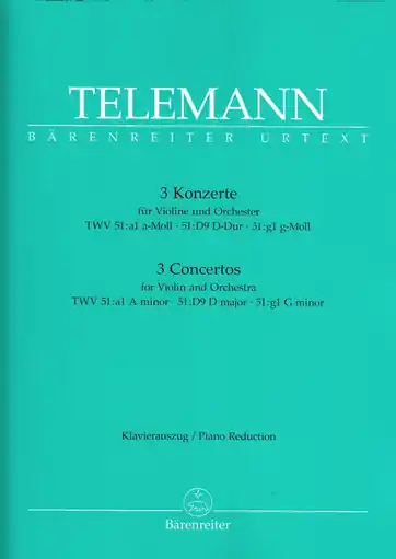 Telemann, G.P.: ThreeConcertos (violin & piano) Barenreiter Fresh Stock
