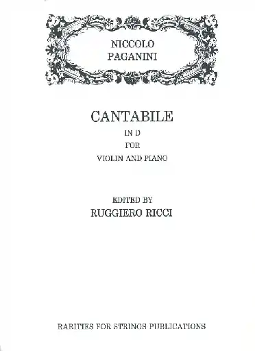 Limited Edition Paganini, Niccolo (Ricci): Cantabile in D (violin & piano)