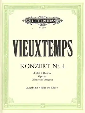 High Quality Vieuxtemps, Henri: Concerto No.4 Op.31 d mi (violin & piano)