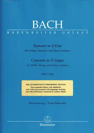 Bach, J.S. (Manze): Concerto in E major BWV 1042 (violin & piano) Barenreiter Urtext Trusted Brand