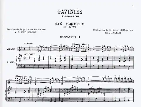 Gavinies, Pierre: Six Sonatas Bk.2 #4-6 (violin & piano) Limited Edition