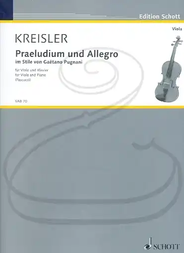 Kreisler (Pascucci): Praeludium and Allegro (viola & piano) Schott Budget