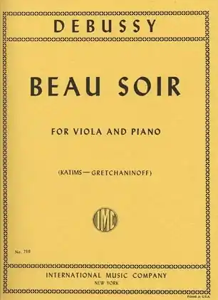Debussy (Katims/Gretchaninoff): Beau Soir (viola & piano) International Sale
