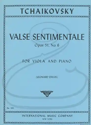 Price Cut Tchaikovsky (Davis): Valse Sentimentale, Op.51, No.6 - TRANSCRIBED (viola & piano) IMC