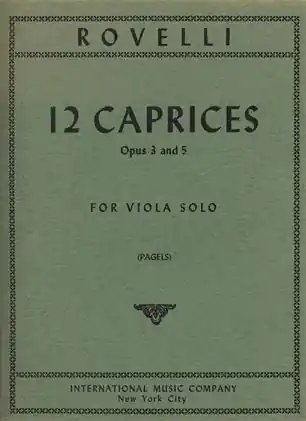Professional Grade Rovelli, Pietro: 12 Caprices, Op.3 & Op.5 (Viola)