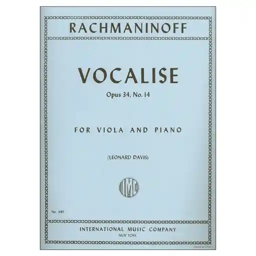 Rachmaninoff (Davis): Vocalise (viola & piano) IMC Popular