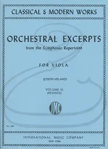 Vieland: Orchestral Excerpts from the Symphonic Repertoire for Viola, Vol.3 - REVISED (viola) International Brand New