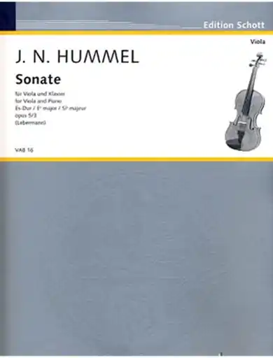 Hummel, J.N.: Viola Sonata in E flat, Op. 5 No. 3 Price Drop