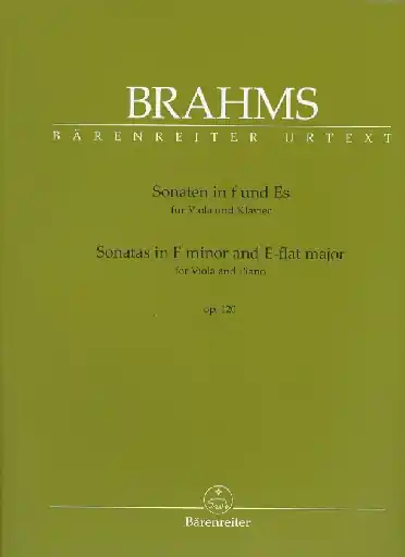 Brahms, Johannes (Brown): Sonata in F minor and E-flat major (viola and piano) Barenreiter Urtext Reduced Price