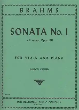 Order Now Brahms, Johannes (Katims): Viola Sonata Op.120 #1 (viola & piano)