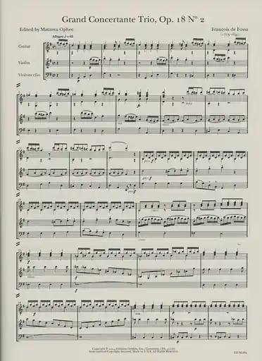 de Fossa, Francois: SCORE GrandConcertante Trio, Op. 18 No. 2 (guitar, violin and cello) Get Yours