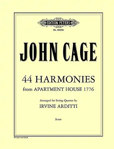 Cage, J. (Arditti): (Score) 44 Harmonies from Apartment House 1776 (string quartet) Factory Price