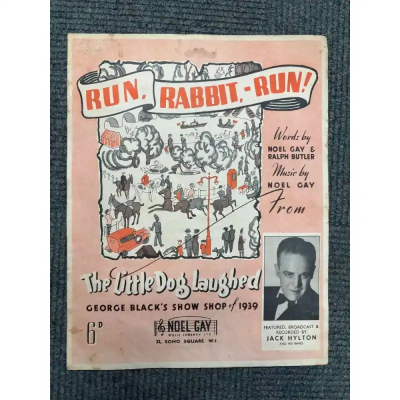 WWII Run Rabbit Run from The Little Dog Laughed - Jack Hylton sheet music 1939 Same Day Shipping