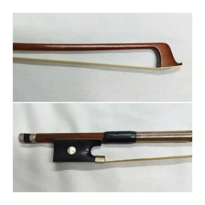 German Bausch School violin bow, nickel mounts, 1950s hexagonal stick Must Have