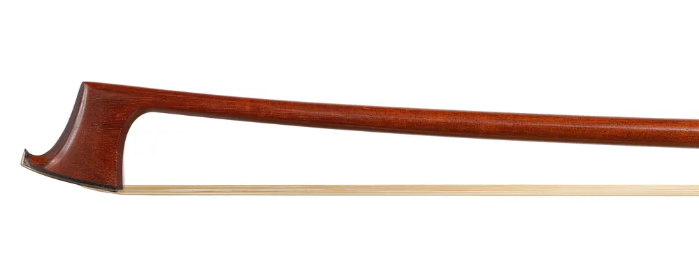 Hermann Luger violin bow, flamed Pernambuco, gold & ebony, 61.1g | Metzler Violins Low Price