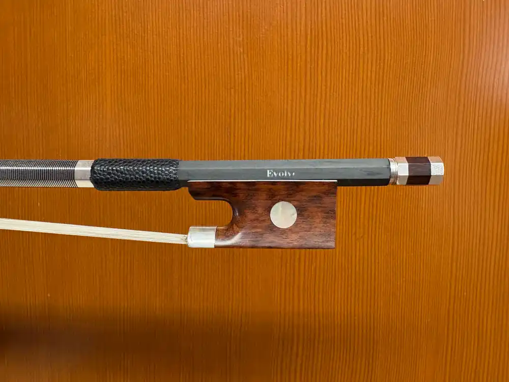 Evolve carbon fiber violin bow, silver-mounted, snakewood frog Affordable
