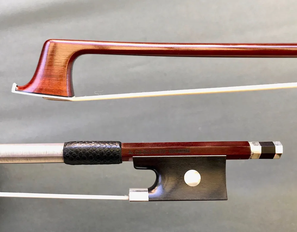 Handmade A. CARLESSO silver viola bow, Peccatte copy, 70.5 g. | Metzler Violins