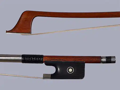 Seasonal Sale L. MORIZOT silver cello bow, with Paul Childs certificate. 74.3 grams, FRANCE
