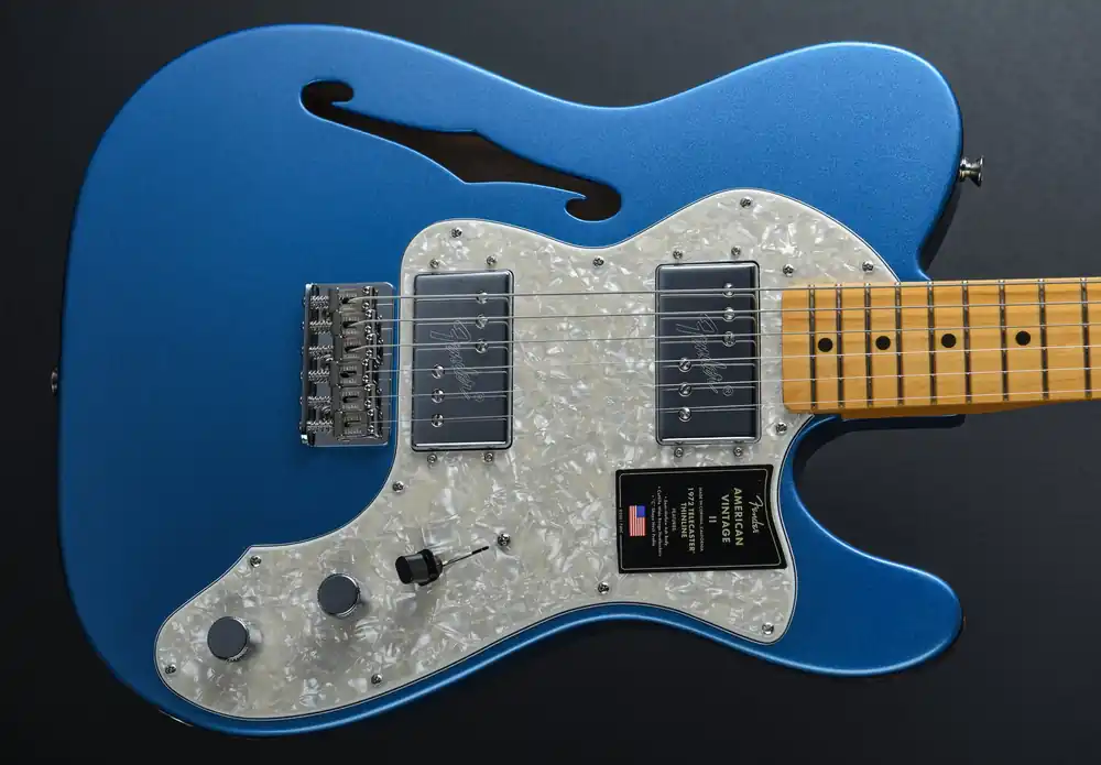 Money Back Guarantee American Vintage II 1972 Telecaster Thinline - Lake Placid Blue– Dave's Guitar Shop
