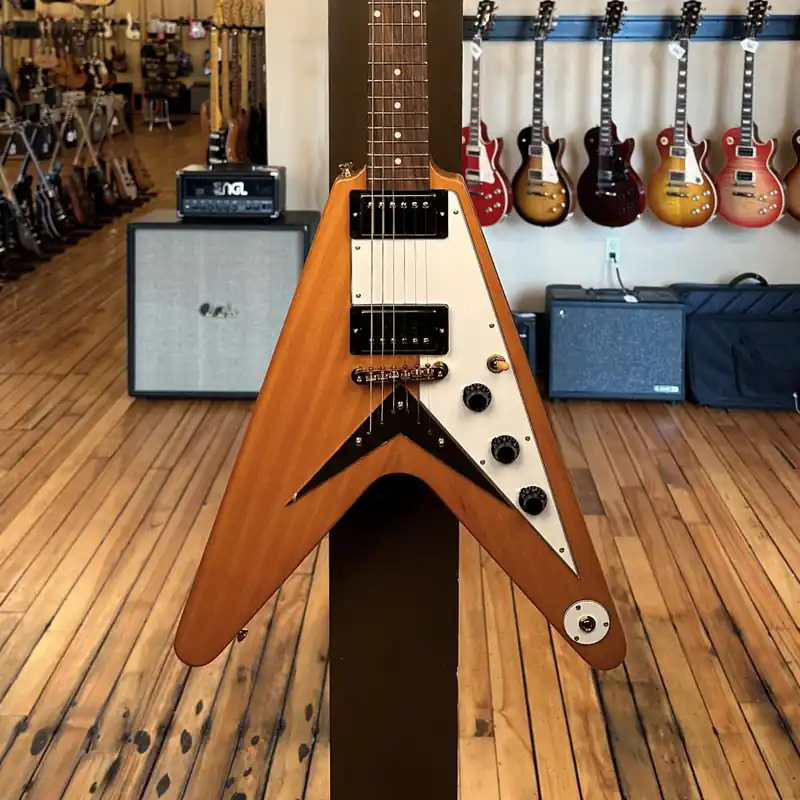 Authentic 1958 Korina Flying V (White Pickguard) - Aged Natural– Dave's Guitar Shop