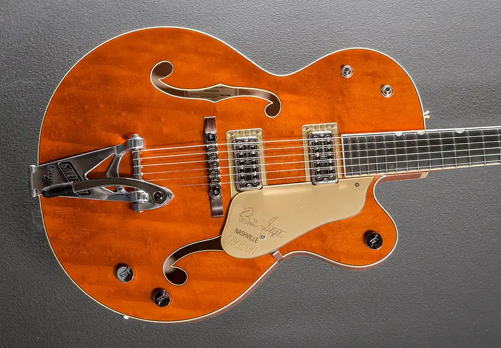 Hassle-Free Returns G6120T-BSSMK Brian Setzer Signature Nashville Hollow Body ’59 “Smoke” – Dave's Guitar Shop