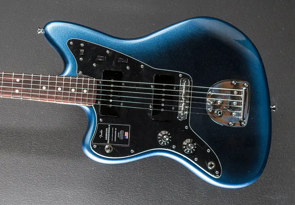 American Professional II Jazzmaster Left Hand – Dark Night w/Rosewood– Dave's Guitar Shop Limited Offer
