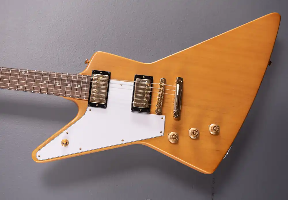 Top Rated 1958 Korina Explorer (White Pickguard) Left Hand - Aged Natural– Dave's Guitar Shop