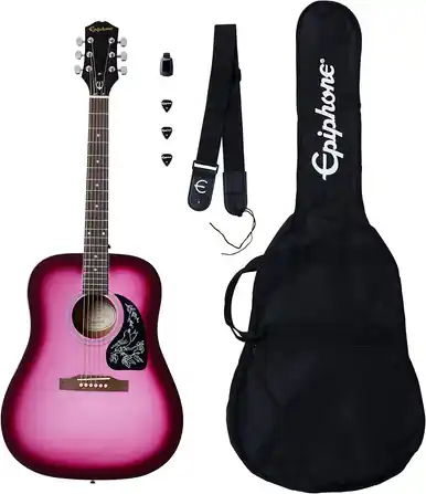 Epiphone Starling Acoustic Guitar Pack - Hot Pink Pearl Buy Direct