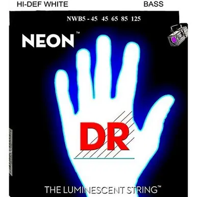 Exclusive Offer DR Strings NWB5-45 DR NEON 5 Bass Guitar String, Medium, White