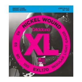 D'Addario XL Nickel Wound 4-String Bass Strings - Light (45-100) , Long Scale Clearance