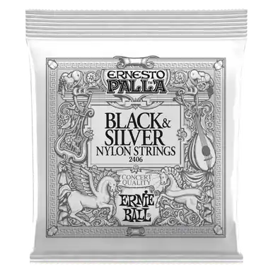 Reduced Price Ernie Ball 2406 Ernesto Palla Nylon Black & Silver Classical Guitar String Set - Tie On