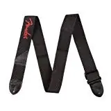 Grab Now Fender 2" Black Polyester Adjustable Guitar Strap With Red Logo