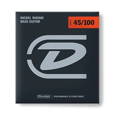 Certified Dunlop DBN45100 Nickel Wound Bass Strings, Medium Light, .045–.100, 4 Strings/Set
