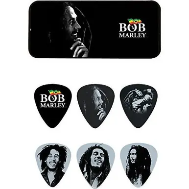 Jim Dunlop Bob Marley Silver Portrait Series Tin - 6 Heavy Picks - BOB-PT04H Bulk Order