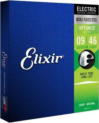 Sale Elixir Optiweb Electric Guitar Strings - Custom Light (9-46)
