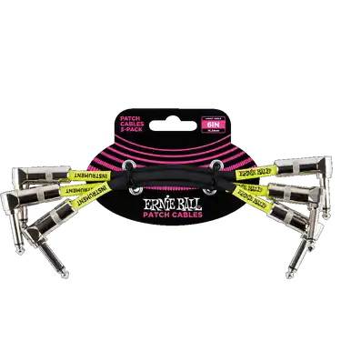 Ernie Ball 6" Angle-Angle Flat Connectors Patch Cable - Black, 3-Pack Best Seller