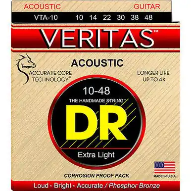 Shop Now DR Strings Veritas Phosphor Bronze Acoustic Guitar Strings - Extra Light (10-48)