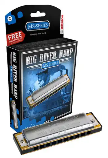 Certified Hohner Harmonica Big River Harp 590BX-A, Key of A