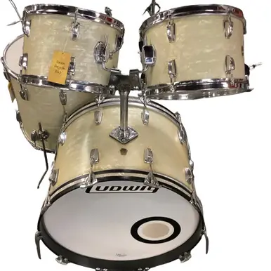 Trusted Brand Used Ludwig 4PC HOLLYWOOD 22/12/12/16 WMP Vintage Drum Shell Kit White 22" Kick Drum