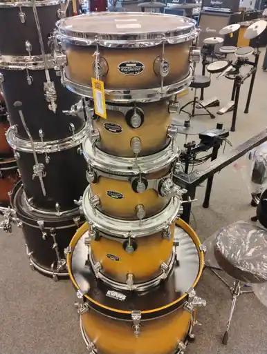 Flash Sale Used Pacific 5 PIECE FS SERIES Drum Shell Kit Tobacco Sunburst 22" Kick Drum
