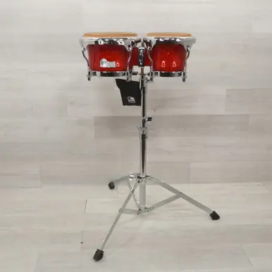 Buy Direct Used Toca Custom Deluxe Bongo Pair - Stand Included - Red Sparkle
