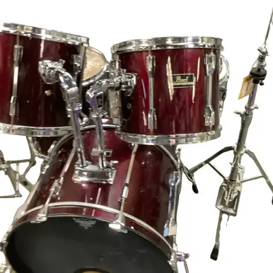 Exclusive Used Pearl 5PC EXPORT W/HRDW Drum Kit Red 22" Kick Drum