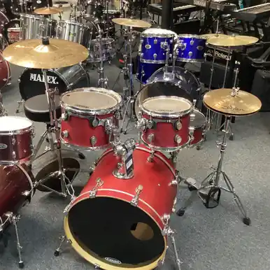 Used Pacific FS SERIES 5 PC BIRCH Drum Shells and Hardware Red Instant Buy