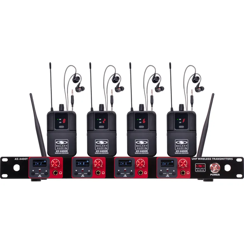 Warranty Included Galaxy Audio AS-4400 Quad Wireless In-Ear UHF Monitor System